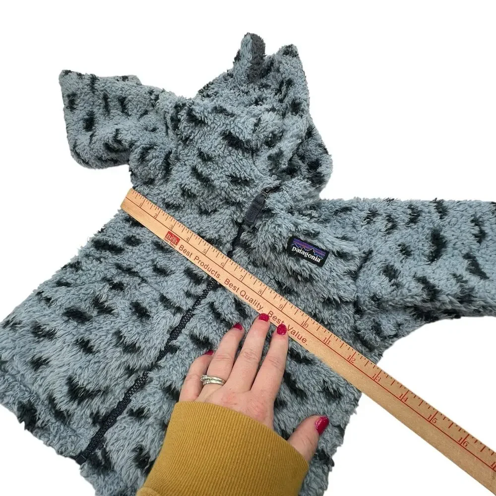 Patagonia Baby Furry Friends Hoody Snowy Light‎ Plume Grey Dot Zip Up Jacket 2T